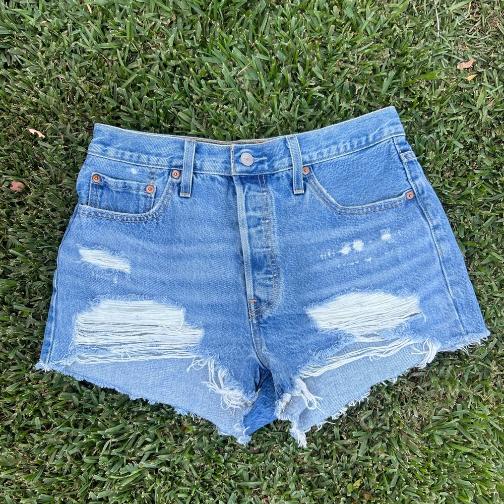 Blue Denim Levi 501 Women's Shorts